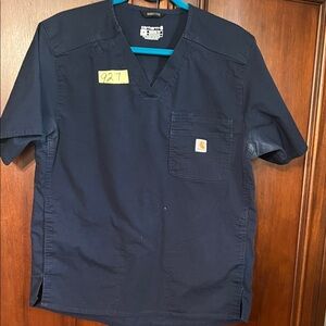 Carhartt Navy Short Sleeve Scrub Top with Chest Pocket size Medium